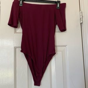Maroon off the shoulder Bodysuit